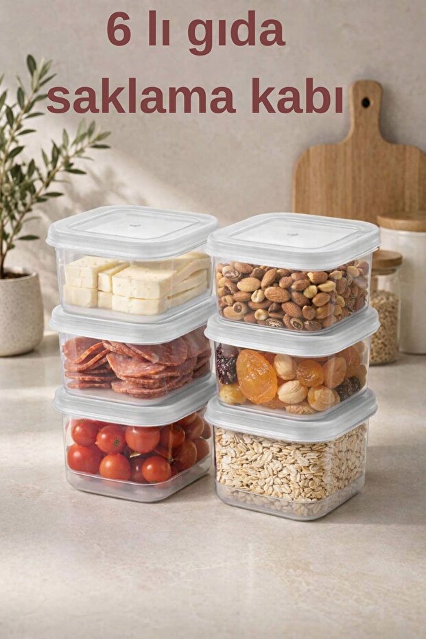 حاوية تخزين طعام الإفطار والوجبات الخفيفة 6 قطع