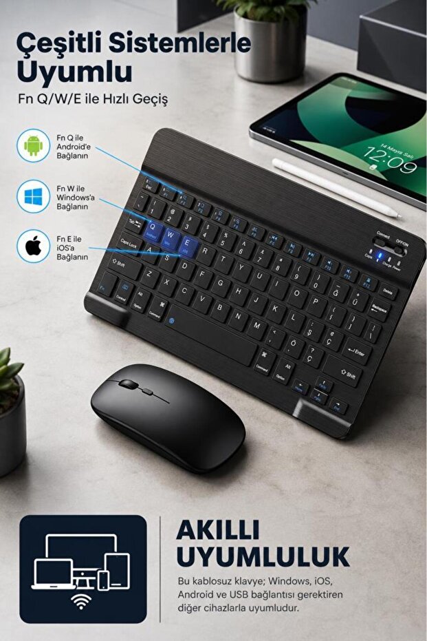 Kablosuz Klavye Mouse Seti TMK04 Mor - 5