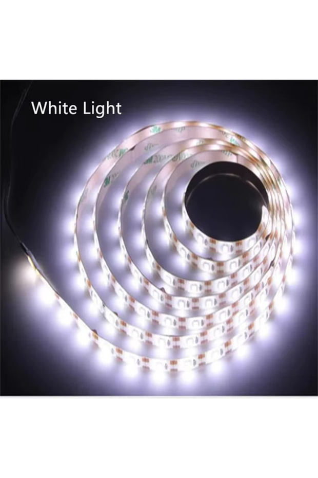 شريط إضاءة LED مرن بطول 2 متر أبيض 5 فولت بمنفذ USB وقابل للقص مع لاصق أبيض/أبيض دافئ للإضاءة الخلفية للتلفزيون