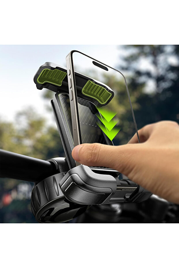 black Super Easy Install Bike Phone Holder, Ultra Stable Motorcycle & Bicycle Handlebar Mount for Ad