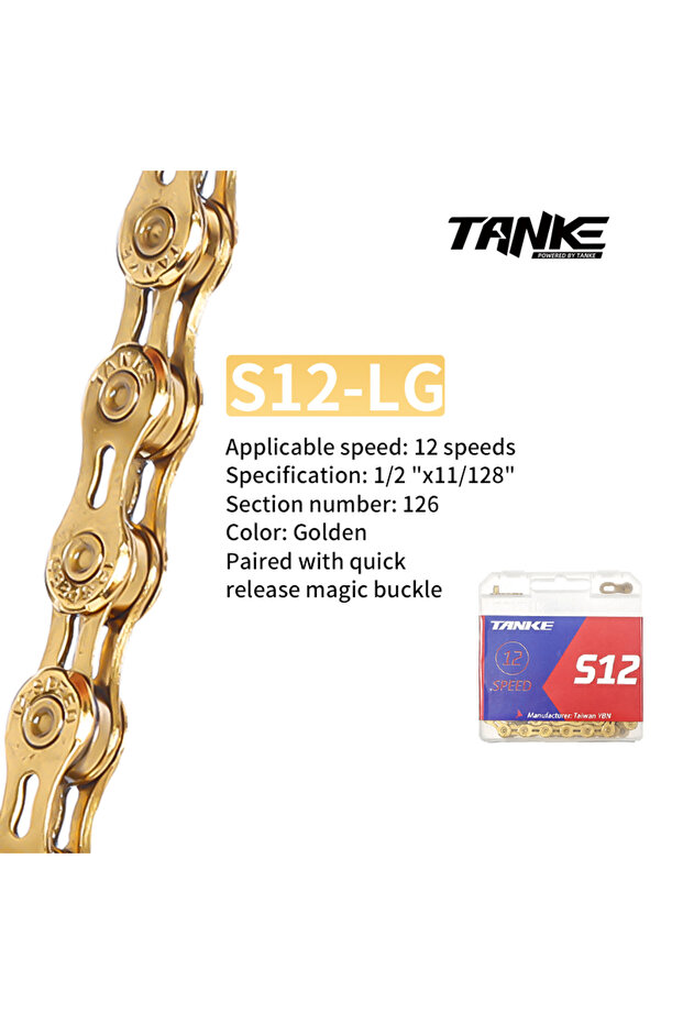 S12-Golden-EL TANKE Bicycle 11-12 Speed Chain 128 Links MTB Road Bike Variable Speed Chains Magic bu