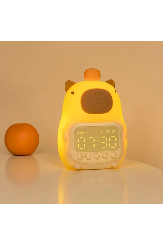 ساعة منبه رقمية LED على شكل كابيبارا بغلاف سيليكون، قابلة لإعادة الشحن، متعددة الوظائف، مؤقت قابل للتعتيم، مناسبة لطاولة السرير