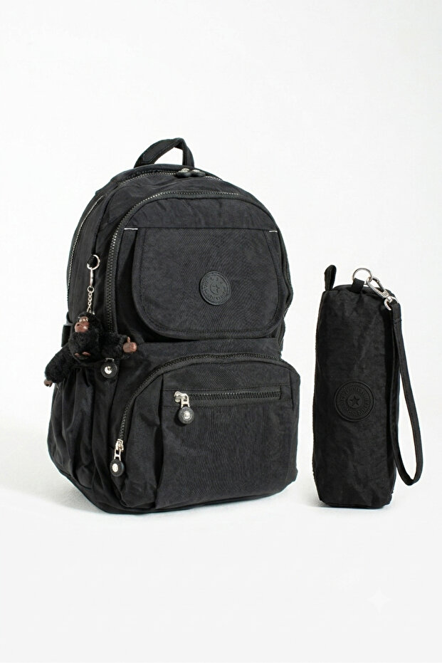 Unisex Clinker School Bag with Pen Holder and Gorilla Keychain Gift High School Middle School Backpack School Bag