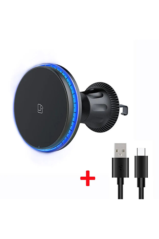 Wiht Cable LED RGB Magnetic Car Wireless Charger For iPhone 12 13 14 15 Pro Max Mini Macsafe Car Pho