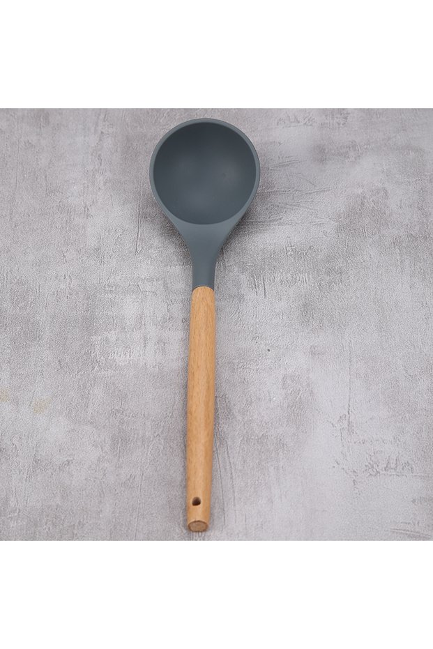 Gray Silicone Soup Spoon Household High Temperature Resistant Non-stick Pot Soup Spoon Cooking Tool