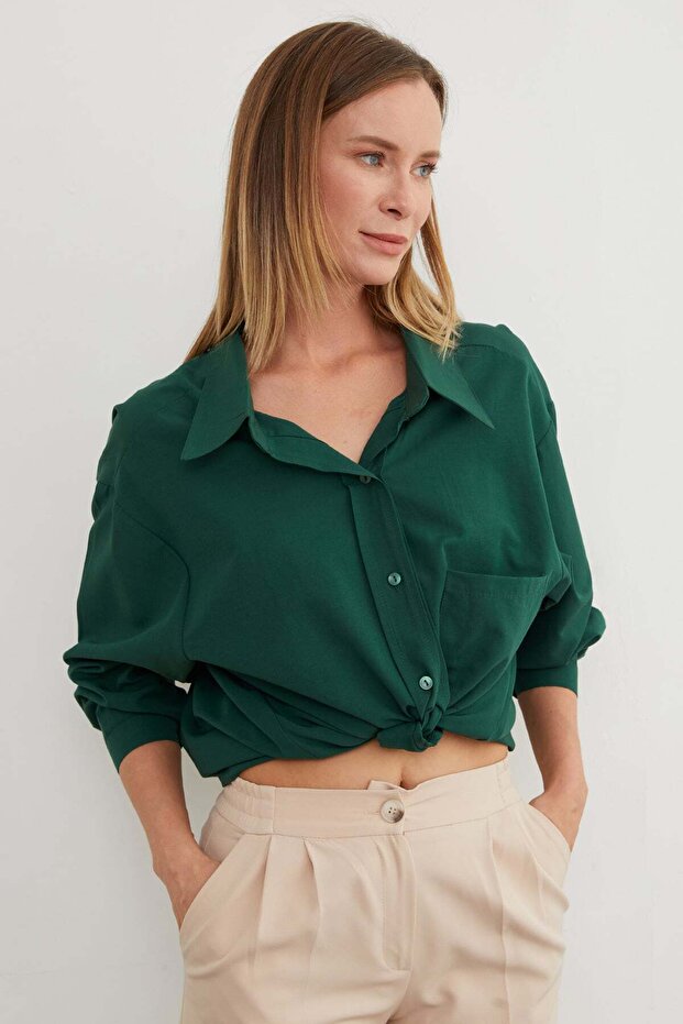 Basic Single Pocket Oversize Shirt