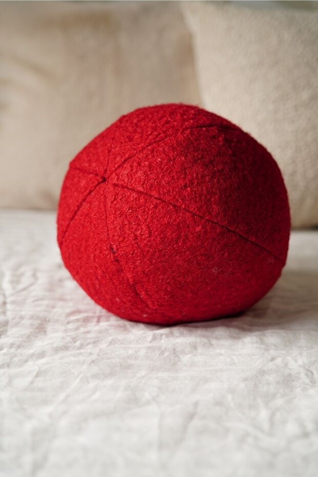 Teddy Ball Pillow Red