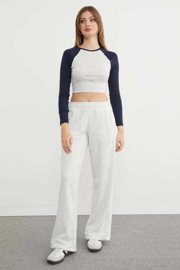 Palazzo Sweatpants with Side Stripes