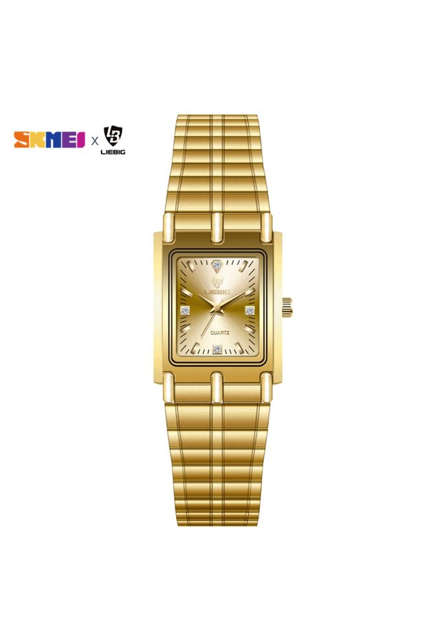 Women gold LIEBIG Luxury Gold Steel Bracelet Wristwatches Female Male Clock Golden Quartz Watc