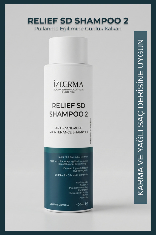Relief Sd Shampoo 2 Oily and Flaky Scalp Maintenance Shampoo 400 ml Biotin Keratin Sls Sles Salt-Free Vegan