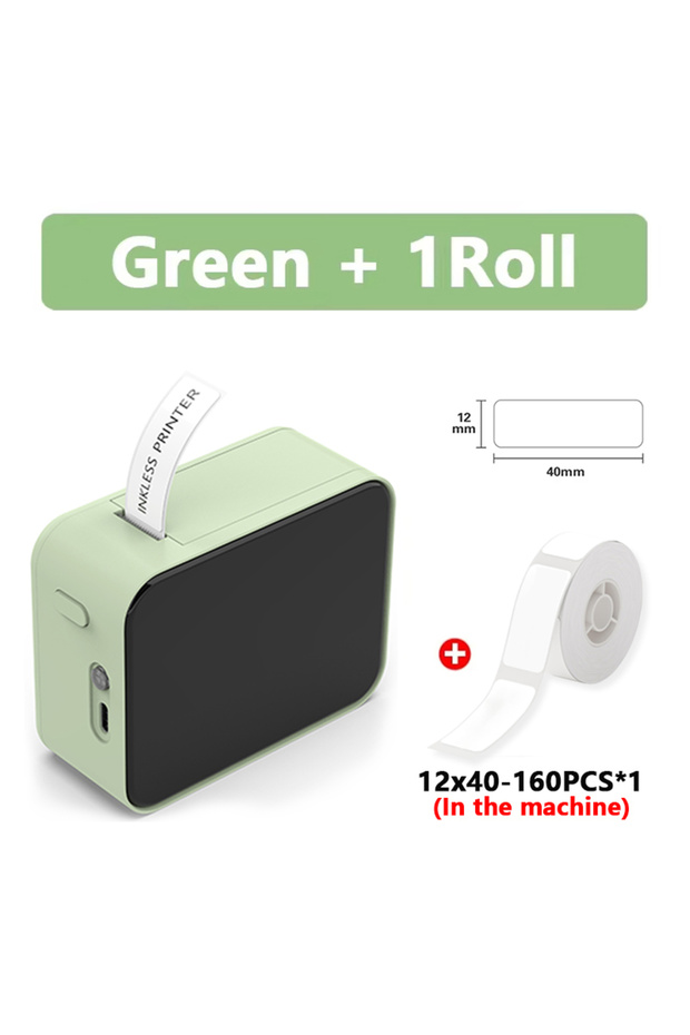 Green 1Roll Marklife P15 Mini Portable Label Printer Smart Pocket Printer Thermal Adhesive Sticker L