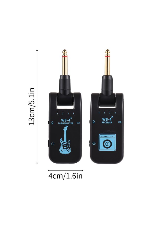 Black 2.4G Wireless Guitar System Rechargeable Guitar Transmitter Receiver Set for Electric Guitar