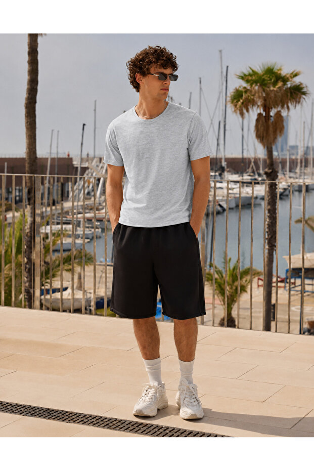 Men's Trend Crew Neck Comfortable Basic Gray T-Shirt
