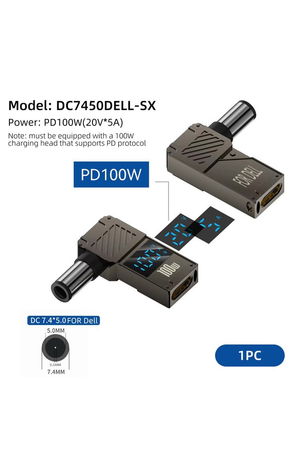 DC7450DELL-SX Hobo PD100W Laptop Power Adapter Plug Charger Supply Converter For DELL Male DC 4.5x3.
