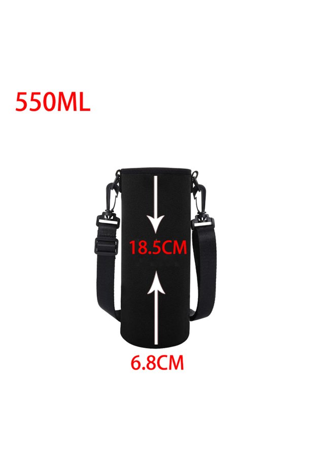 Black-550ml Portable Water Bottle Insulated Neoprene Holder Pouch Bag 750ML/1000ML/1500ML Travel Th