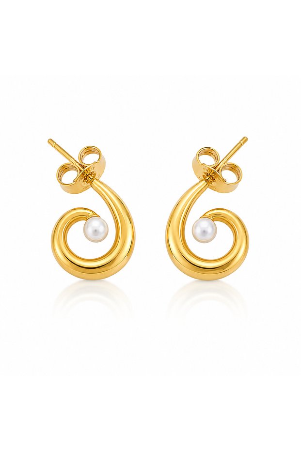 Pearl Helix Stainless Steel Earrings for Women