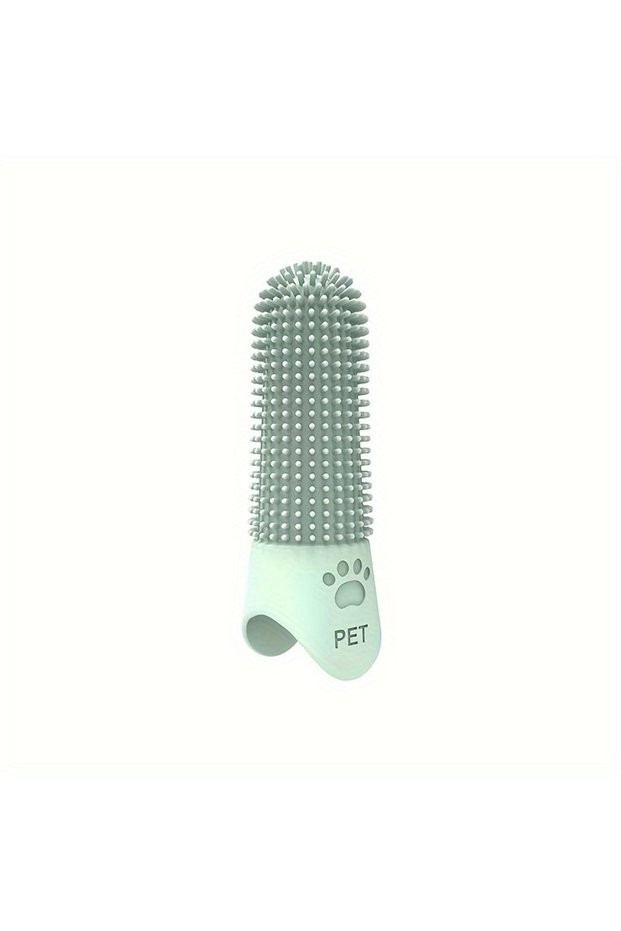 1pc Green Soft Silicone Dog Toothbrush 360° Finger Toothbrush for Dogs Cats Durable Pet Finger Brush