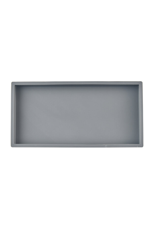 S Light Grey Silicone tray for bathroom countertops, hand sanitizer shampoo storage tray, jewelry di