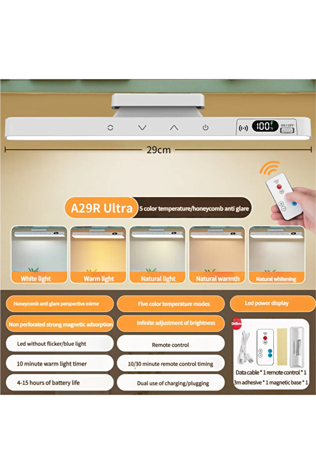 5color white Touch Table Lamp Magnetic Desk Lamp Bulit-in Rechargeable Battery for Reading Cabinet M