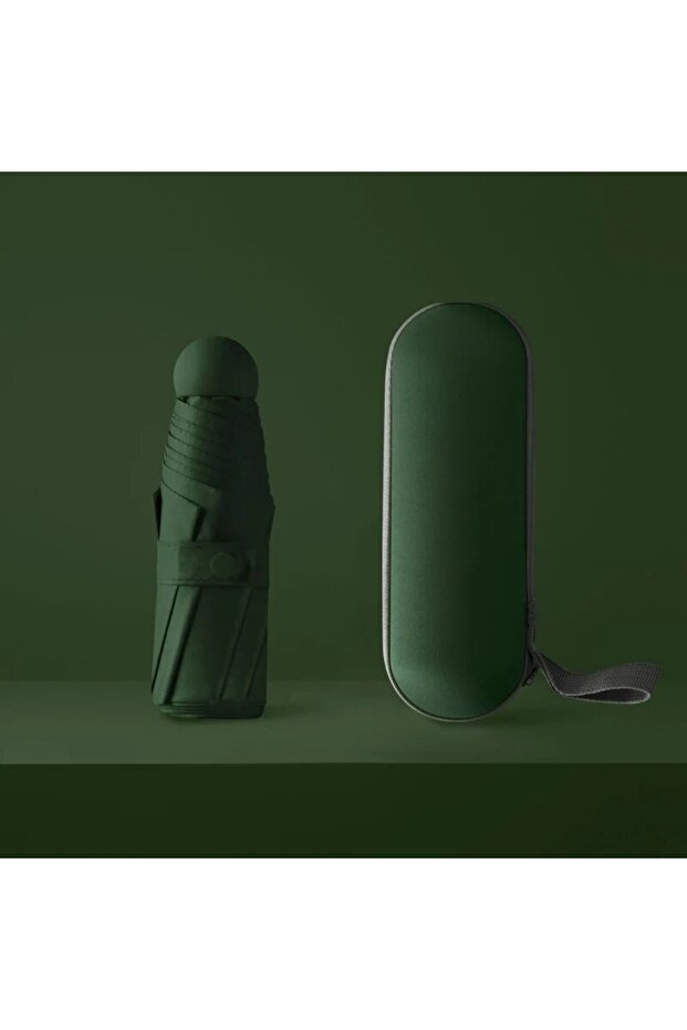 1pc dark green 1pc Travel Umbrella With 6 Rib Reinforced Compact Lightweight Strong Waterproof Fold