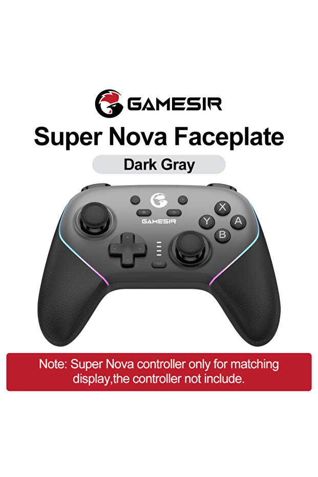 لوحة وجه مغناطيسية رمادية داكنة من GameSir Super Nova مخصصة للوحات الألعاب متعددة الألوان غطاء صدفي لاسلكي