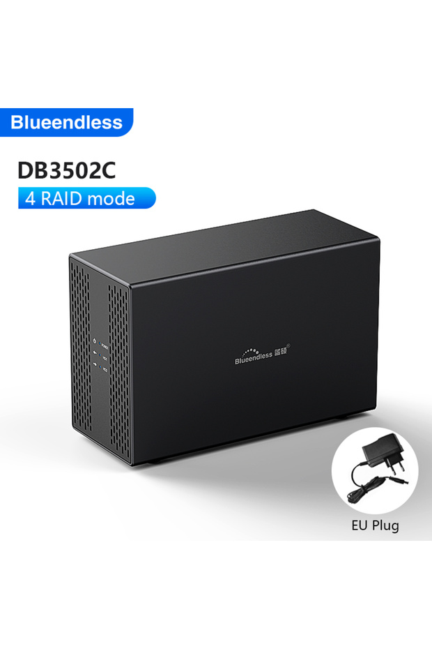 DB3502C EU PLUG Blueendless Dual Bay Shell Heat Dissipation 3.5 USB 3.0 خارجي Type C محرك أقراص ثابت مزدوج