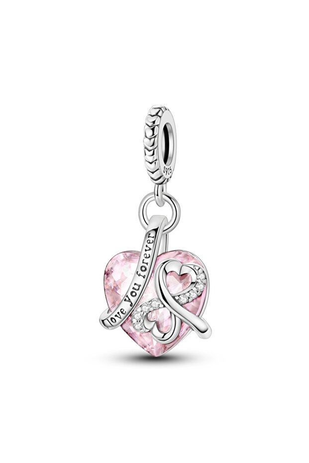 KTC1292 Pink Charms Original 925 Sterling Silver Heart Bow Perfume Bottle Charms Beads Pendants Fit