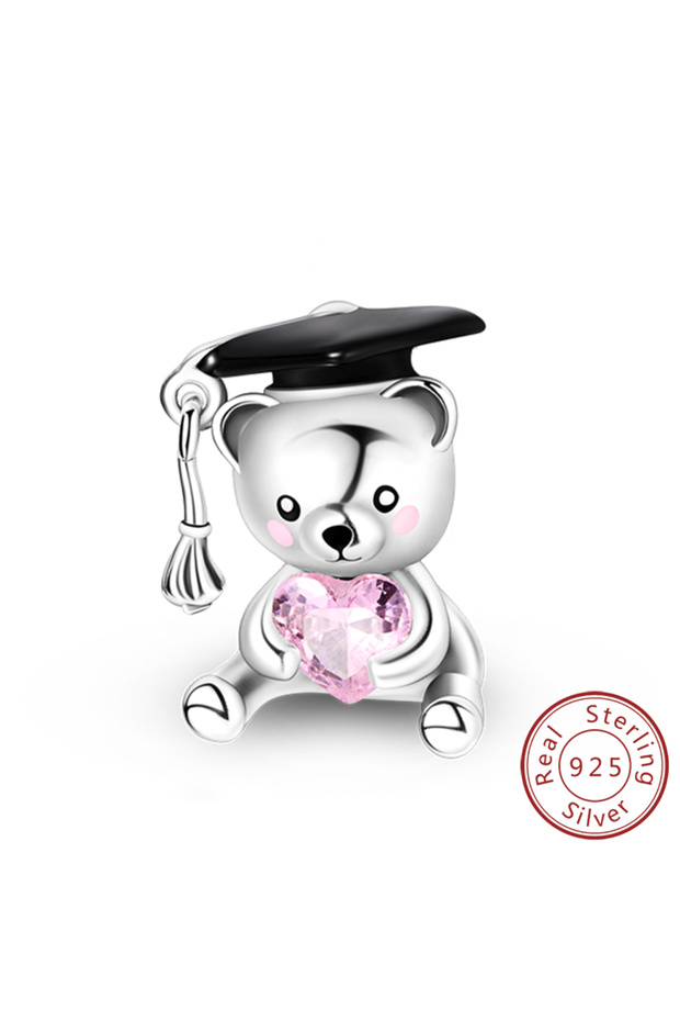 KTC919 Graduation Original Charms Beads Pendants 925 Sterling Silver Bachelor's Hat Cap Charms Fit B