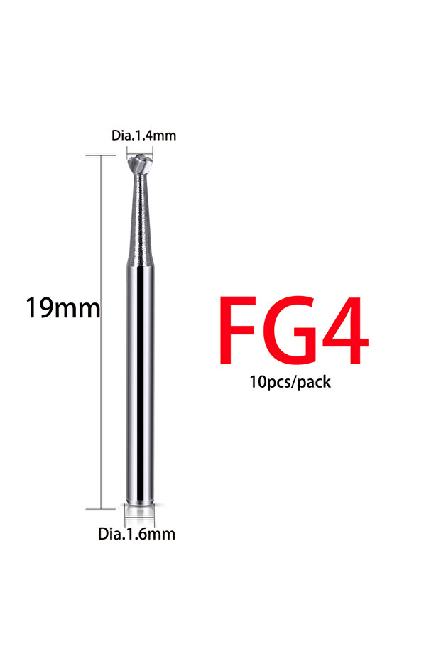 FG4 10pcs/box Dental Tungsten Carbide Bur Drill FG 1/2/3/4/5 Round 1.6mm for High Speed Handpiece De