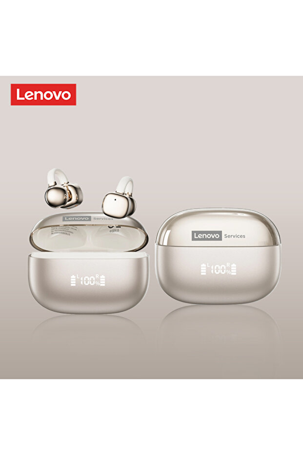Lenovo RS119 Champagne Gold Lenovo Open Ear Wireless Earbuds Bluetooth 6.0 Comfort Clip On Gaming Sp