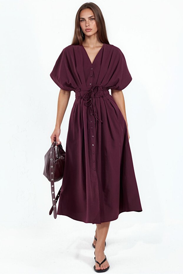Busem V-Neck Midi Shirt Dress