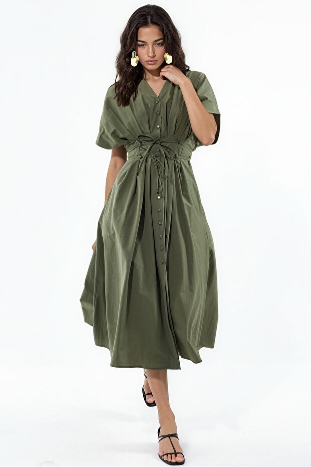 Busem V-Neck Midi Shirt Dress