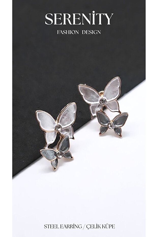 Satin Enamel Figure Steel Plated Earrings