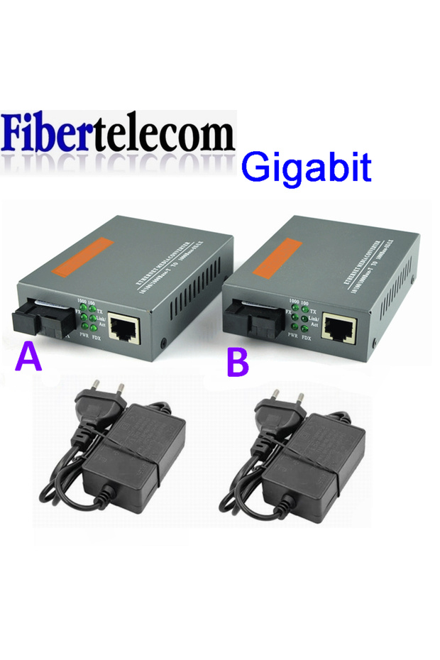 1pair Gigabit Fiber Optical Media Converter HTB-GS-03 1000Mbps Single Fiber SC Port External Power S