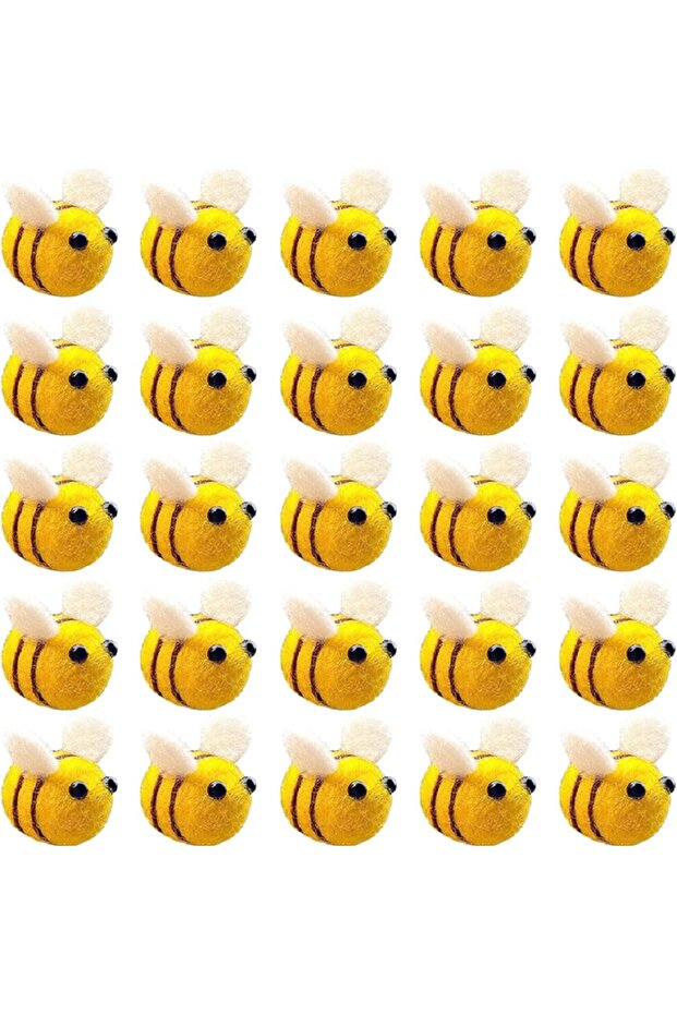 12 Pcs YELLOW Felt Bee Pompom Decoration for Crafts Home Decor Wool Bee Child Headdress Wedding Figu