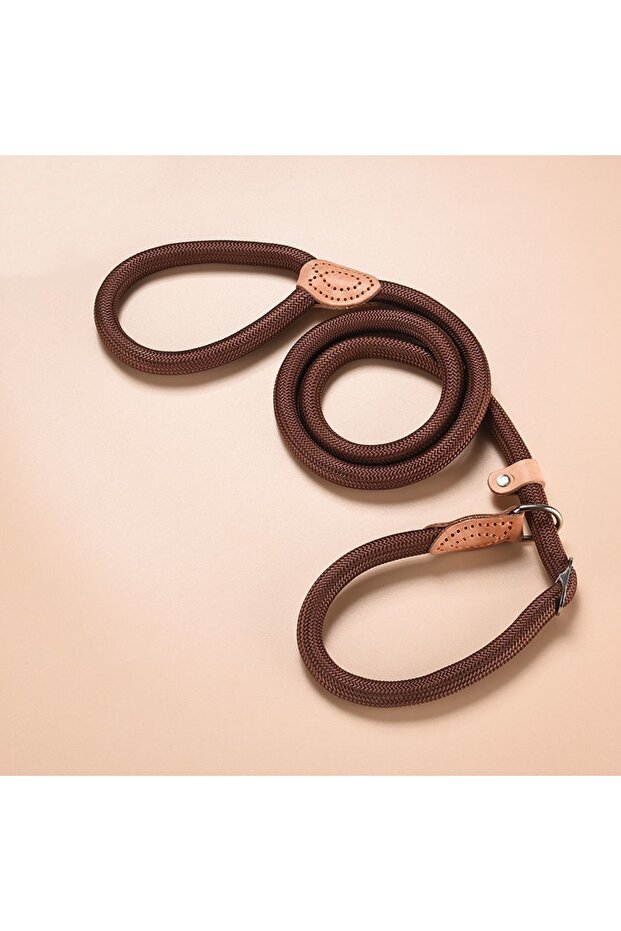 1.3cmX150cm Brown Adjustable Collar Harness Dog Leash Nylon Pet Lead Leash Dog Harness Durable Rope