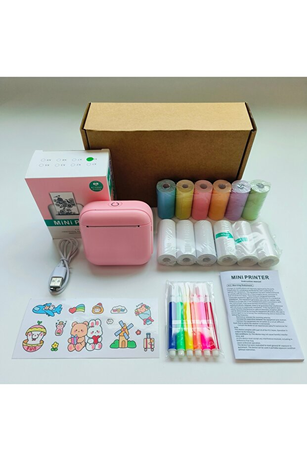 Pink Wireless Mini Printer - Portable Thermal Label Maker Kit, 203dpi HD Printing, Multi-Function Pr