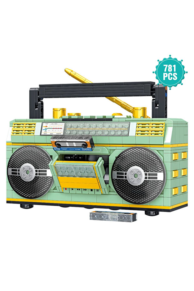 green Retro Radio Classic Series Building Blocks Set Vintage Music Player Display Kit DIY Model Crea