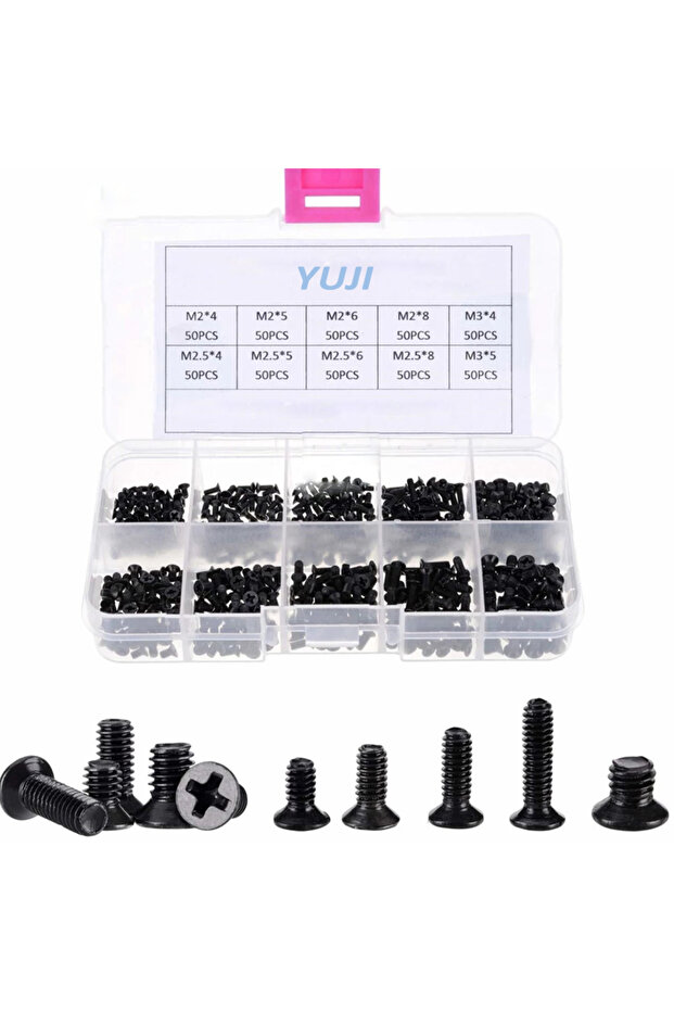 مجموعة براغي فيليبس KM SET مكونة من 500 قطعة KM2 2.5 KM3Machine Laptop Screws Flat Head Phillips Drive Acces