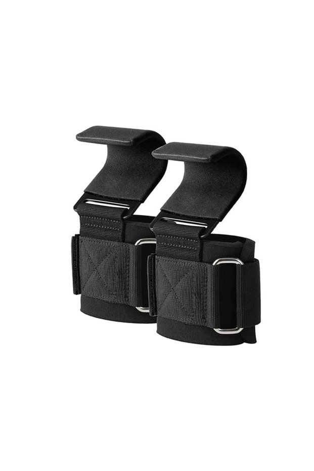 SteelPlate 2pcs Widen Weight Lifting Hook Grips Wrist Wraps Non-slip Rubber Coating Gym Fitness Hook
