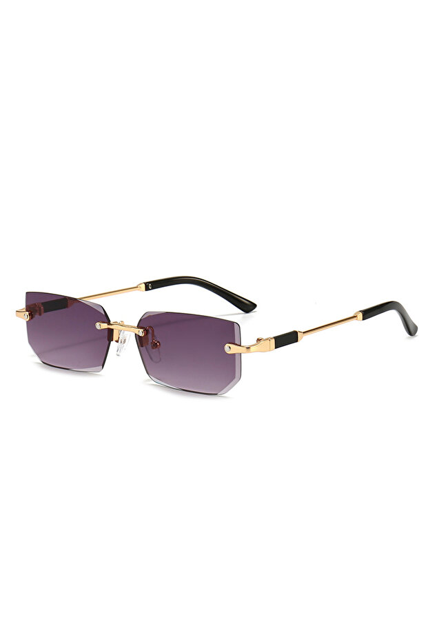 MULTI Gradient Grey Fashion Rimless Rectangle Sunglasses Popular Women Men Shades Small Square Sun G