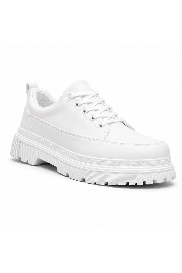 White Men's Sneaker - Smooth Skin, Easy to Clean, Durable Casual Shoes Kb 702