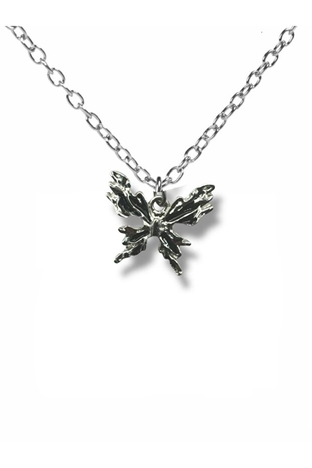 Gothic Butterfly Figured Unisex Necklace – with 60 cm Chain, Symbol of Darkness Elegance and Freedom