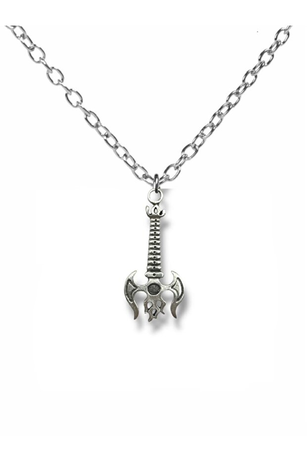 Vikings Double Axe Figured Necklace – Zamak Plated Unisex Mythological Jewelry with 60 cm Chain