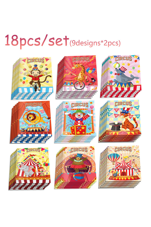 18pcs-TY094 9/18pcs Circus Show Coloring Books Graffiti Joker Animal Show DIY Drawing Painting Books