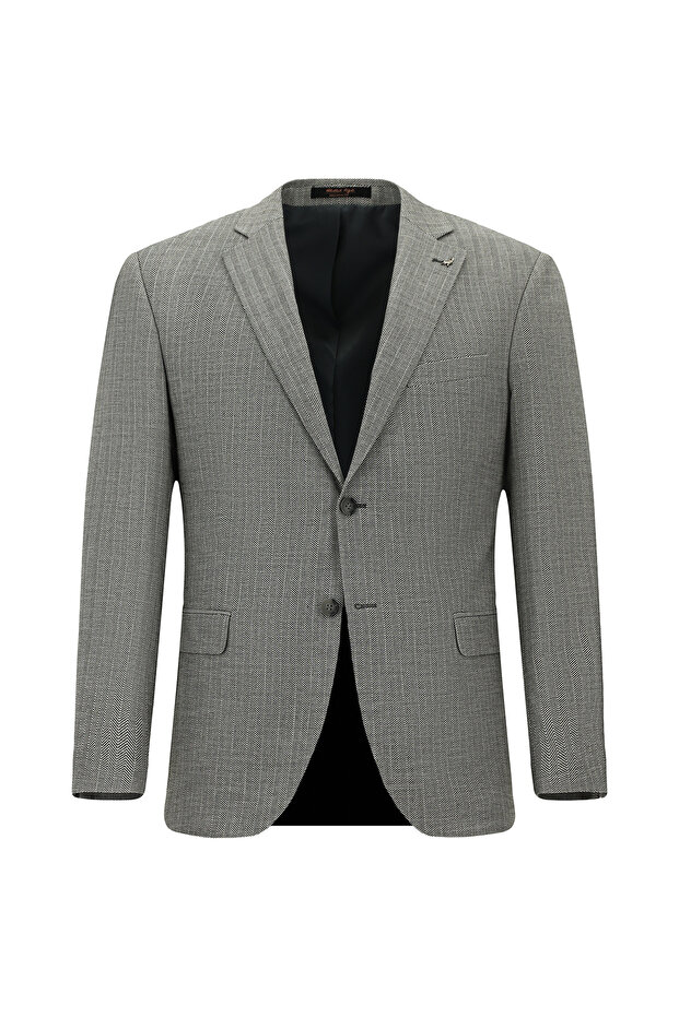 6 Drop Regular Fit Standard Cut Linen Blend Patterned Jacket