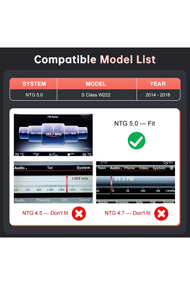 S class For NTG 5.0 Wireless CarPlay Android Auto for Mercedes Benz S-Class NTG5.0 W222 W217 2014-20