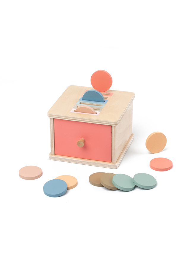 Coin Wooden Color Shape Sorting Toys Drawer Box Busy Board Matching Game Fine Motor Sensory Toys Mon