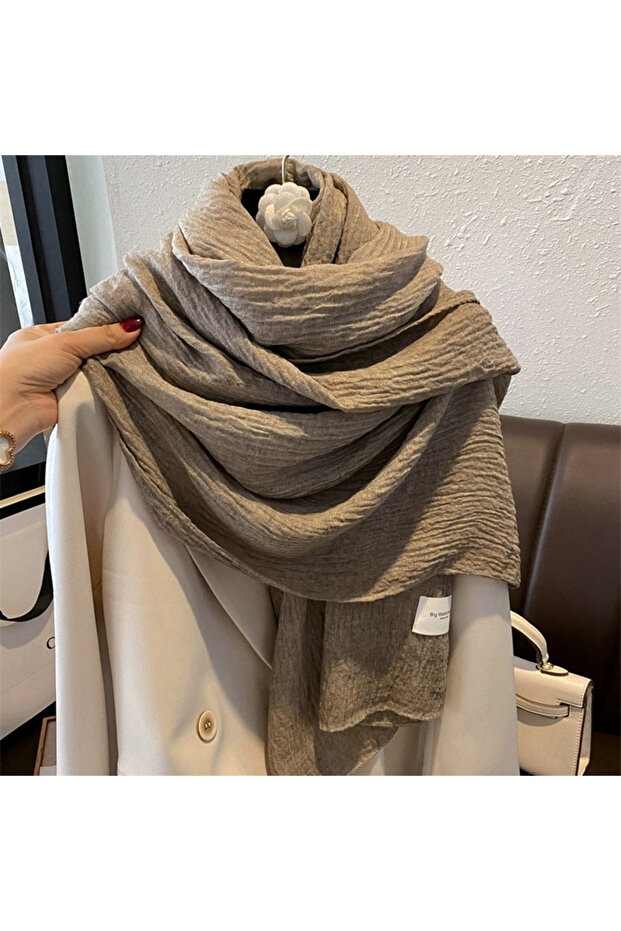 DUTRIEUX 200-75cm 7 VREOVOR Giant Soft Solid Scarf Women's Autumn and Winter Thin Art Style Retro Wa
