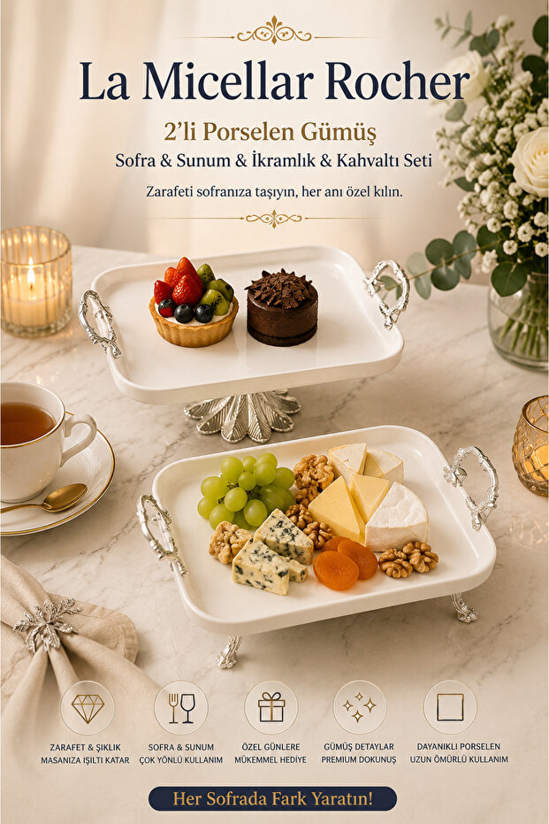 2-Piece Porcelain Silver Tableware & Presentation & Serving & Breakfast Set